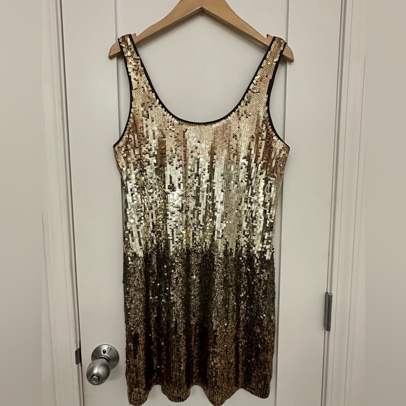 Gold Ombré Sequin Mini Dress - Picture 1 of 2